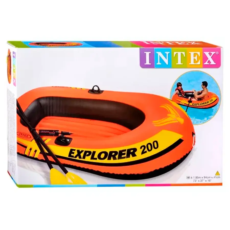 1 басейн кавун intex дитячий надувний 58331 explorer Човен надувний Intex 58331 «Explorer 200 Set» (41*94*185 см, гребний, півторамісний, двокамерний, весла ↔120 см, надувне дно, до 95 кг) - Зображення 1