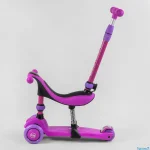 Самокат-велобіг 3в1 триколісний BS-26566 (4) Best Scooter, 3 колеса PU зі світлом, сидіння, амортизатори, батьківська ручка - Зображення 3