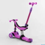Самокат-велобіг 3в1 триколісний BS-26566 (4) Best Scooter, 3 колеса PU зі світлом, сидіння, амортизатори, батьківська ручка - Зображення 6