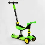 Самокат-велобіг 3в1 триколісний BS-26566 (4) Best Scooter, 3 колеса PU зі світлом, сидіння, амортизатори, батьківська ручка