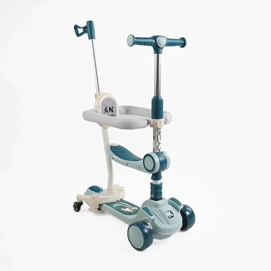 5 Дитячий самокат Skyper 175804 зелений 5 в 1 з бортиком Самокат 5 в 1 "Scooter", багатофункціональний, з бортиком Skyper. Green (175804) - Зображення 1