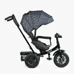 Дитячий велосипед з ручкою BestTrike "Perfetto" 8066/107-10 поворотне сидіння, надувні гумові колеса, Чорний з синіми зірками - Зображення 2