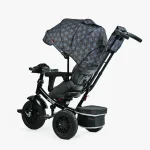 Дитячий велосипед з ручкою BestTrike "Perfetto" 8066/107-10 поворотне сидіння, надувні гумові колеса, Чорний з синіми зірками - Зображення 3