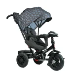 Дитячий велосипед з ручкою BestTrike "Perfetto" 8066/107-10 поворотне сидіння, надувні гумові колеса, Чорний з синіми зірками