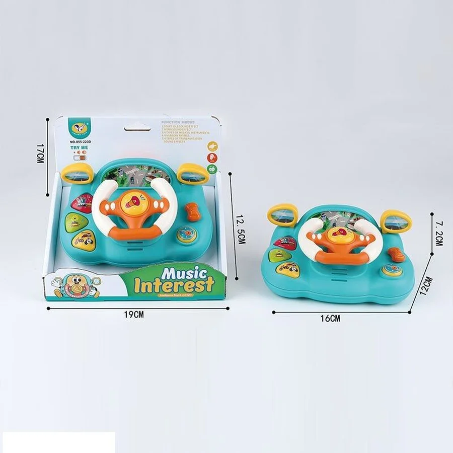 22 - Кермо 855-220 D 16х12х7 см, підсвічування, звуки, на батарейках, тріскачка, регулювання гучності, гудок, мелодії, рухомі ел Кермо 855-220 D (36) 16х12х7 см, підсвічування, звуки, на батарейках, тріскачка, регулювання гучності, гудок, мелодії, рухомі елементи, в коробці - Зображення 1