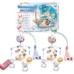 Карусель 34608 (24) "WToys", 2 види, ОЗВУЧУВАННЯ УКРАЇНСЬКОЮ МОВОЮ, 5 підвісок-брязкалець, гумові елементи, обертання, підсвічування, таймер, регулювання гучності, мелодії, колискові, проєкція, пульт, в коробці, ВИДАЄТЬСЯ МІКС ВИДІВ